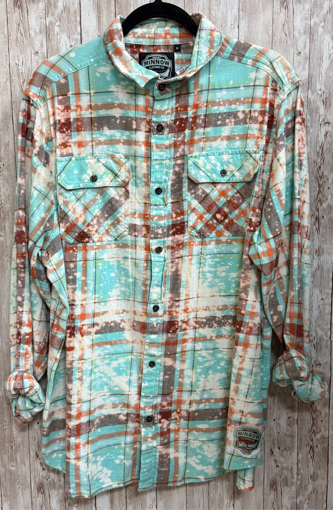 Size XL ANGRY MINNOW TURQUOISE PLAID Shirt