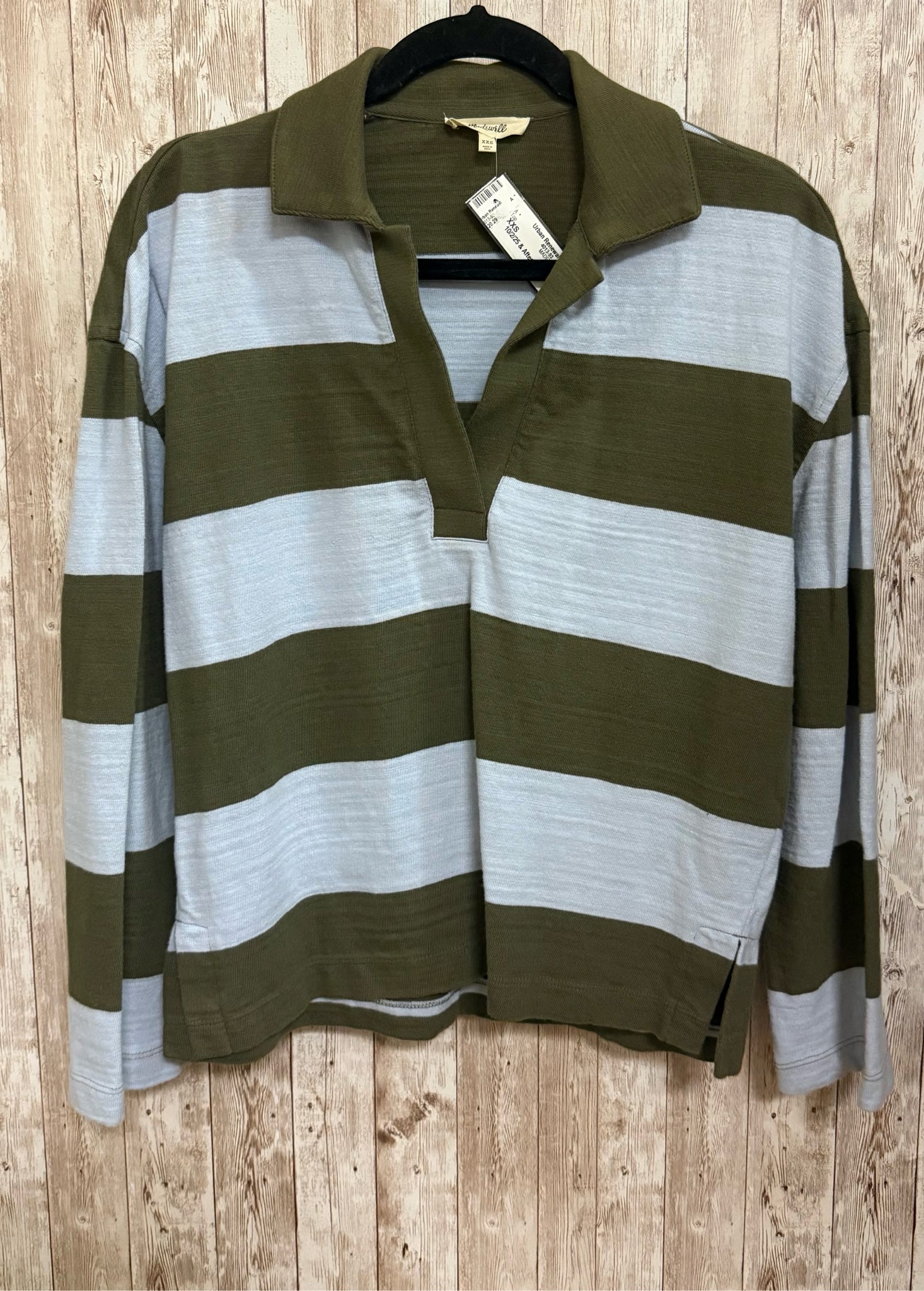 Size XXS MADEWELL OLIVE STRIPE Top