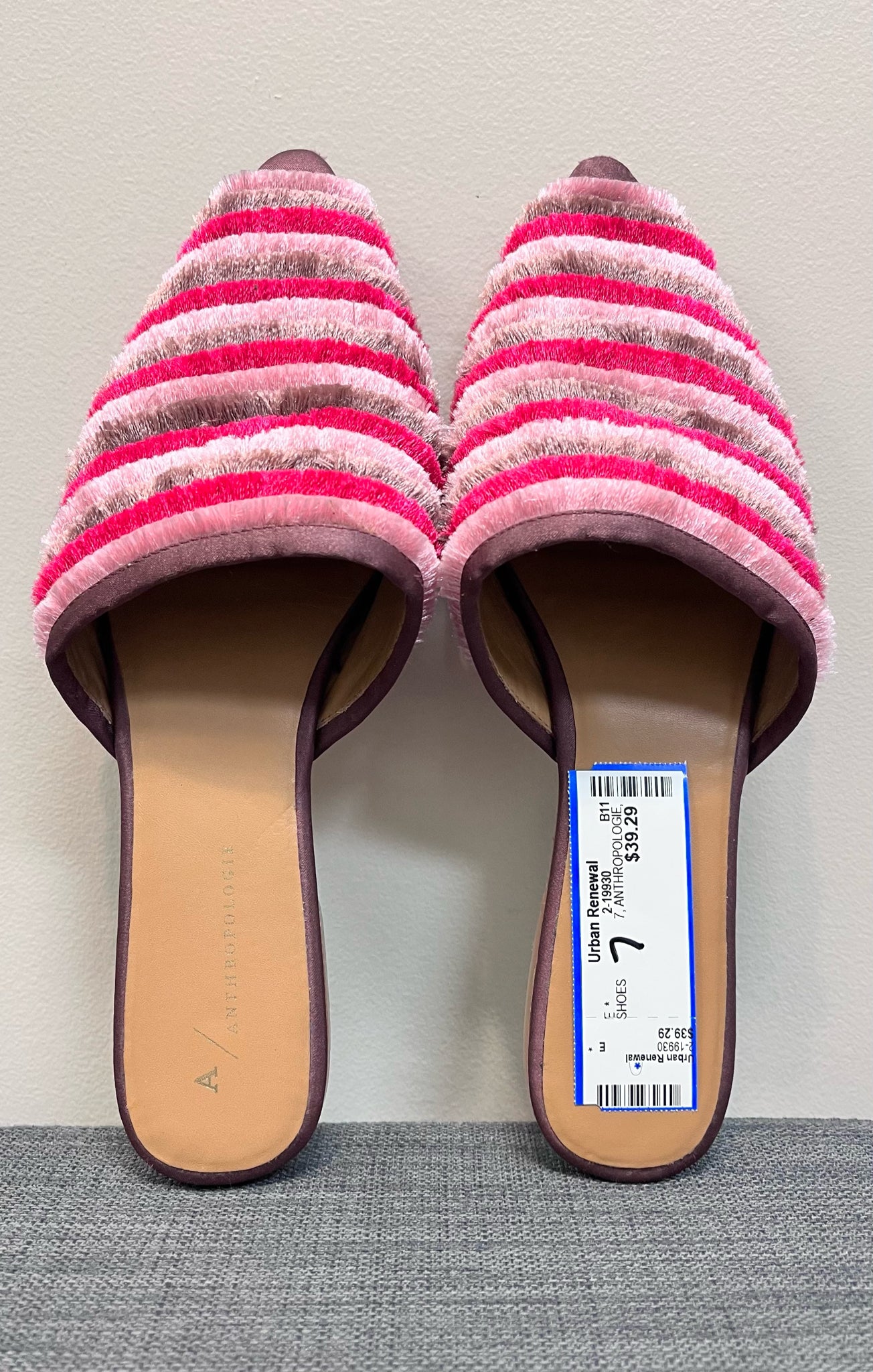 7 ANTHROPOLOGIE PINK STRIPE SHOES