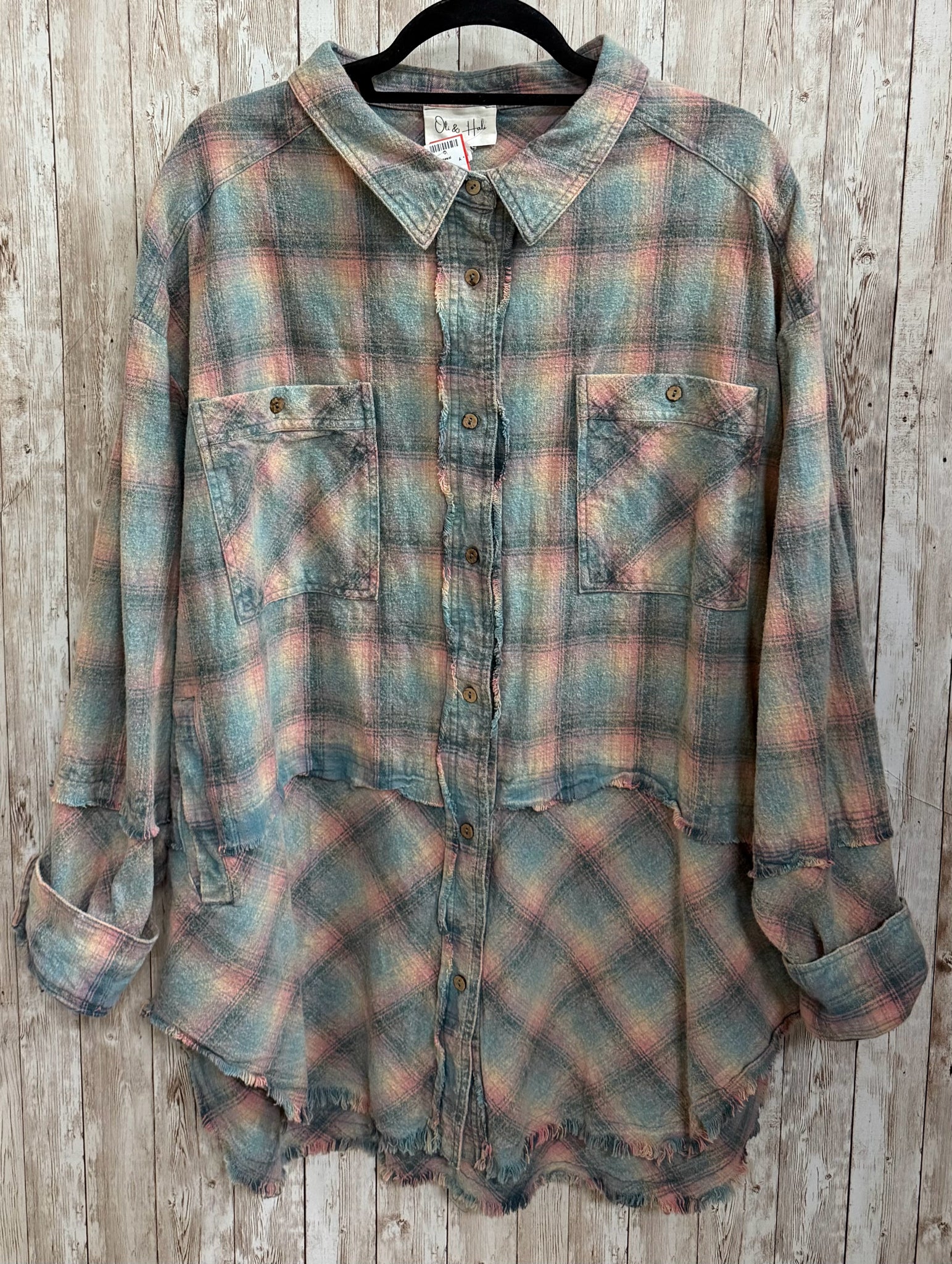 Size XL OLI & HALI PINK AND BLUE PLAID Shirt
