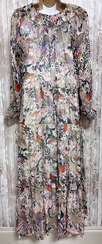 Size M ANTHROPOLOGIE TAN FLORAL Dress