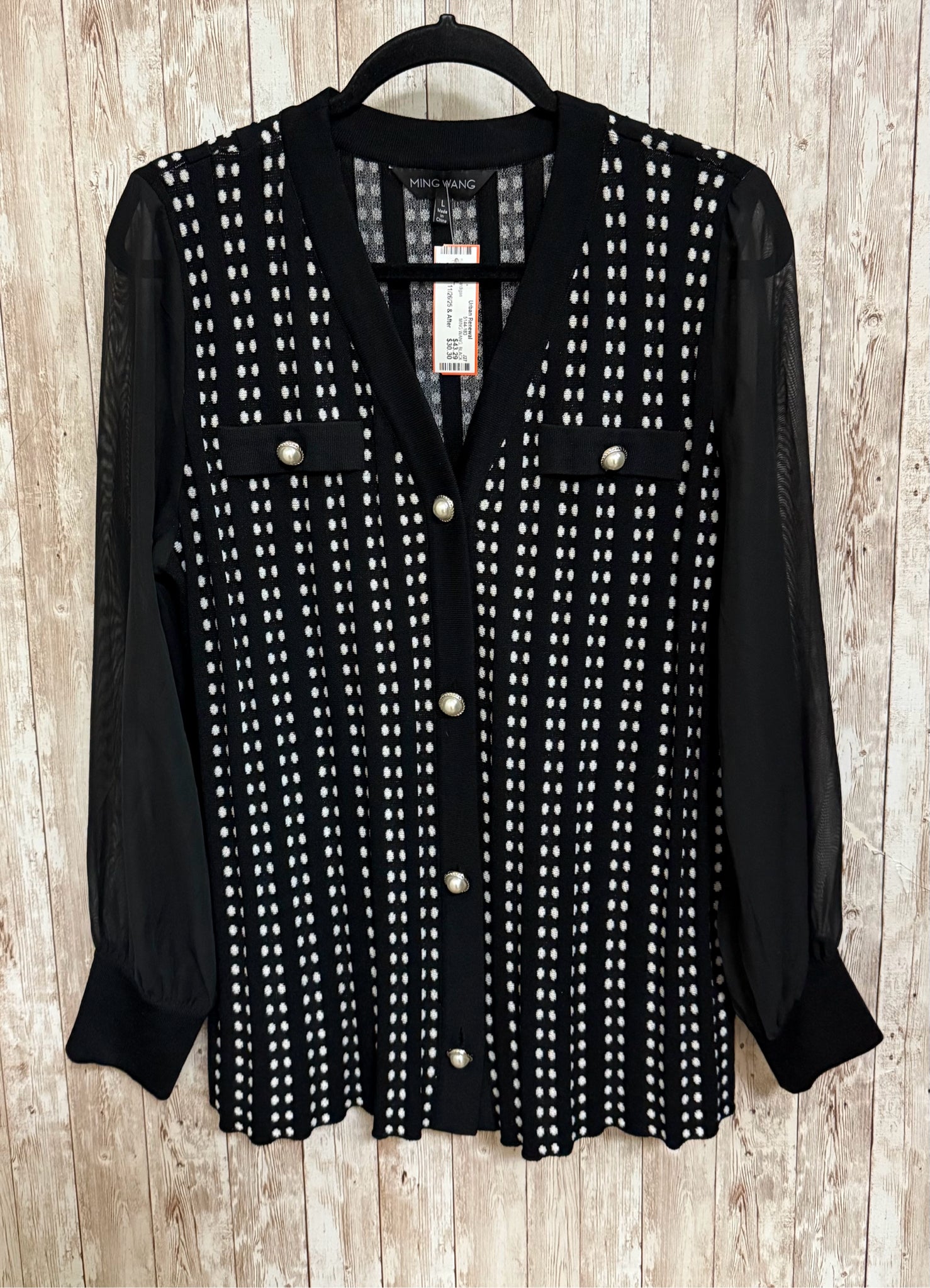 MING WANG BLACK AND WHITE Size L Cardigan