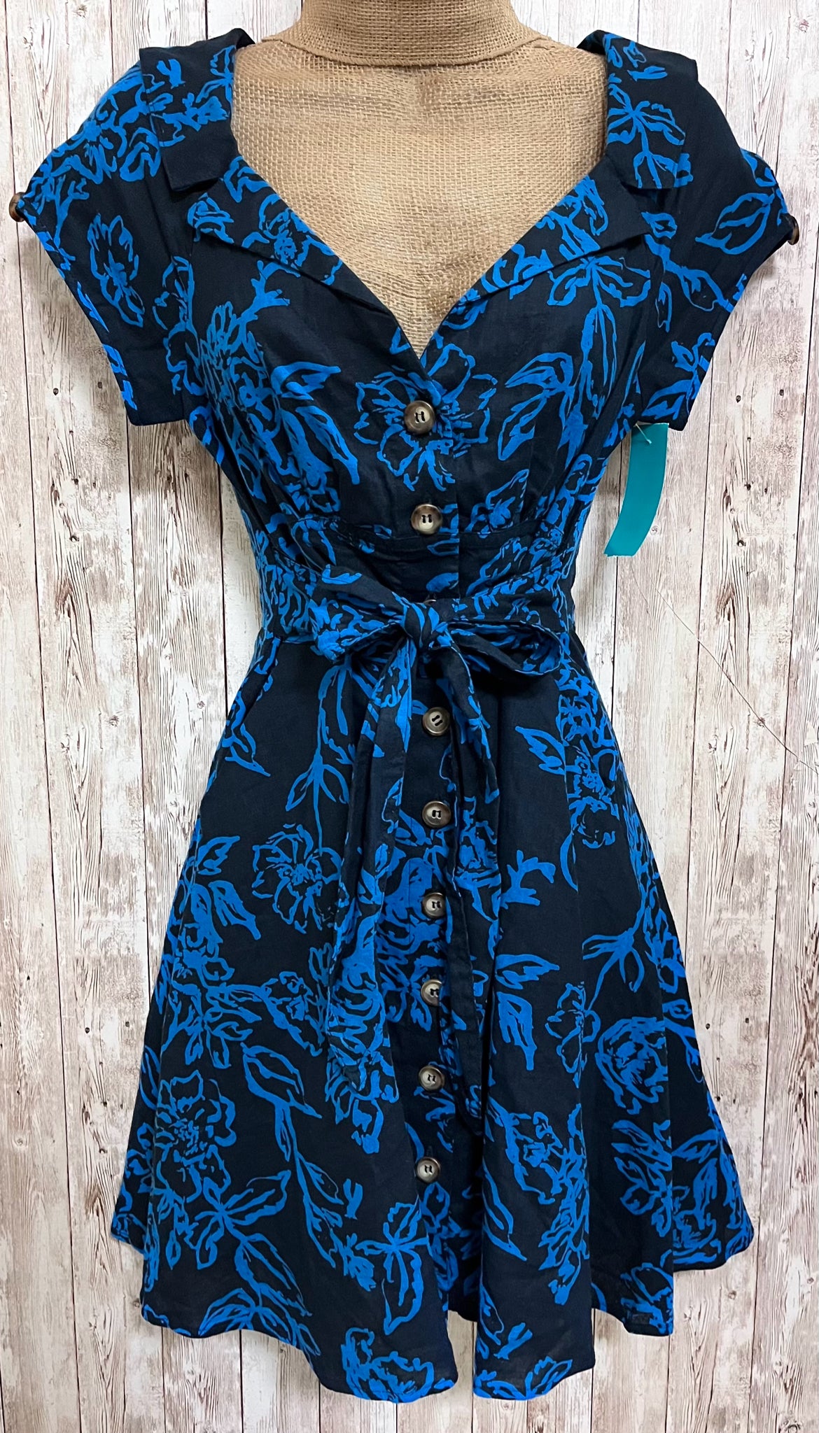 FREE PEOPLE Size S BLACK AND BLUE FLORAL Dress