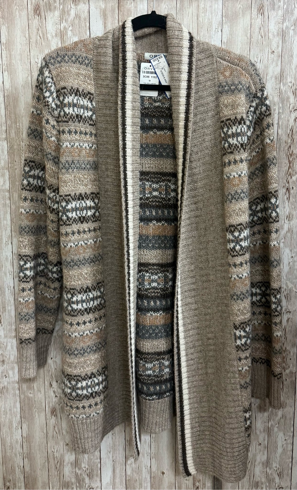 Size M ORVIS Brown Print Cardigan