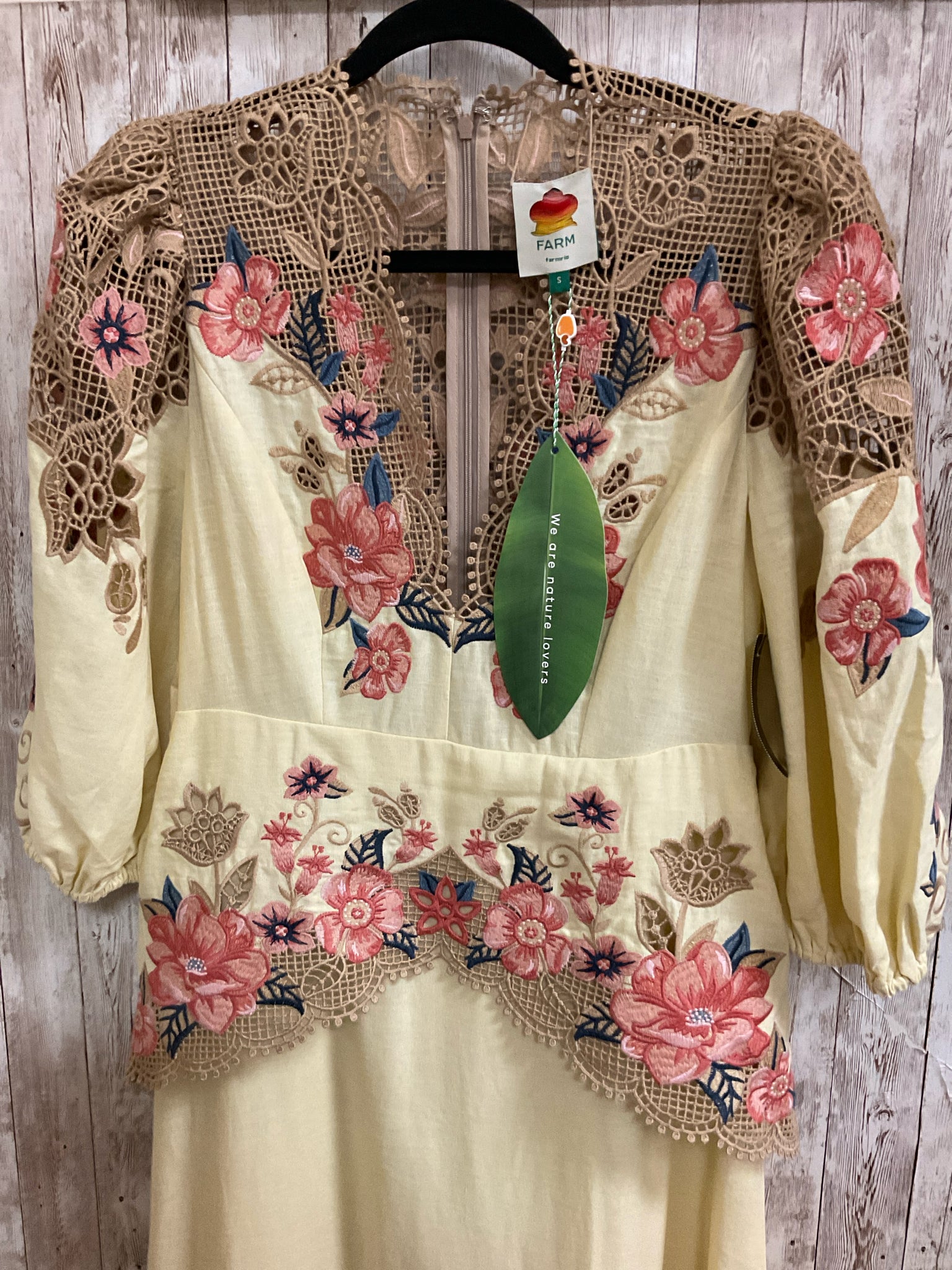 Size S FARM RIO Pale Yellow Dress