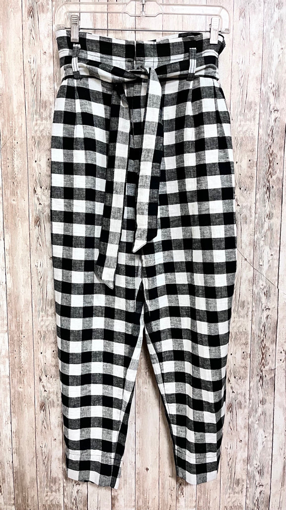 MADEWELL Size 8 BLACK AND WHITE PLAID Pants