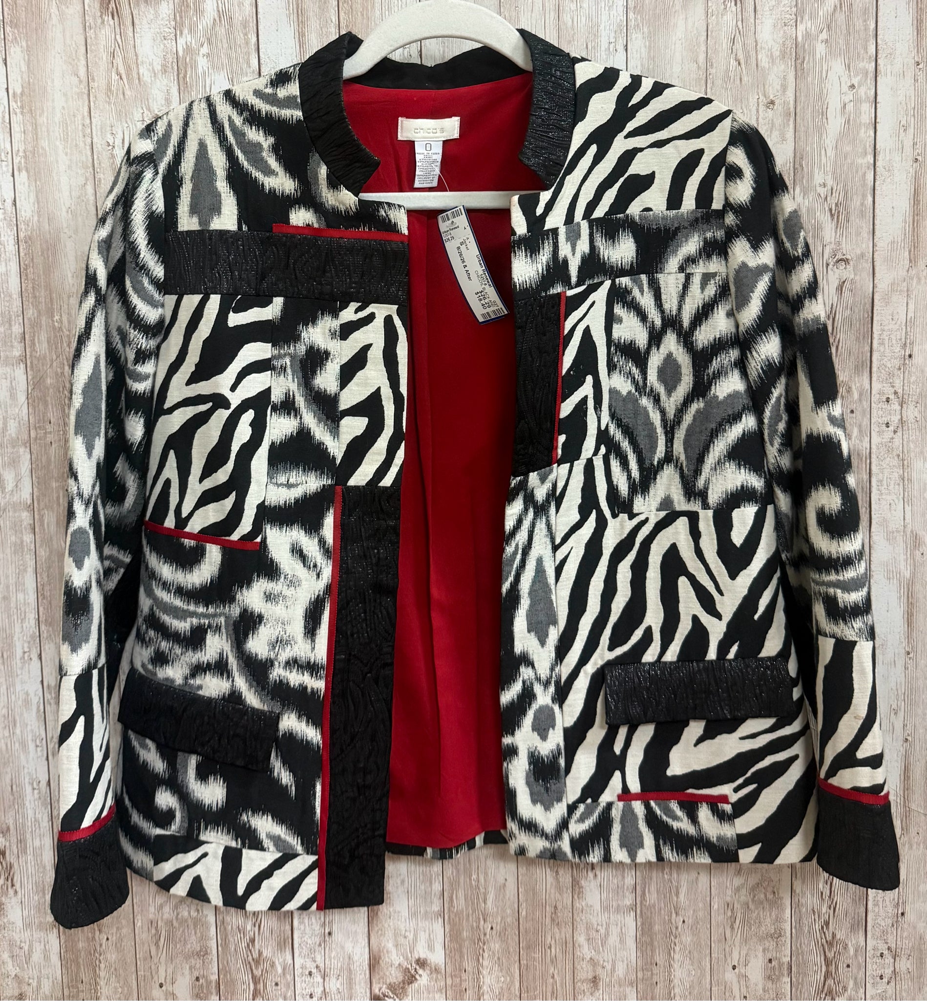 Size S CHICO'S BLACK AND BEIGE Jacket