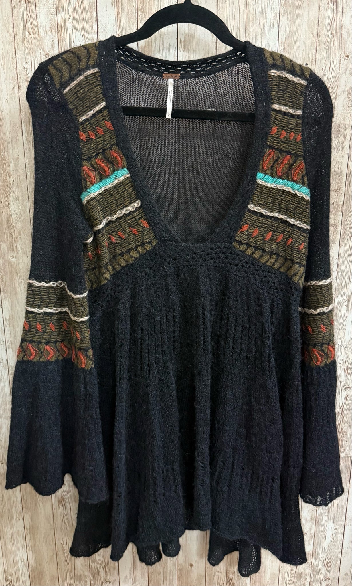 Size S FREE PEOPLE Black Print Top