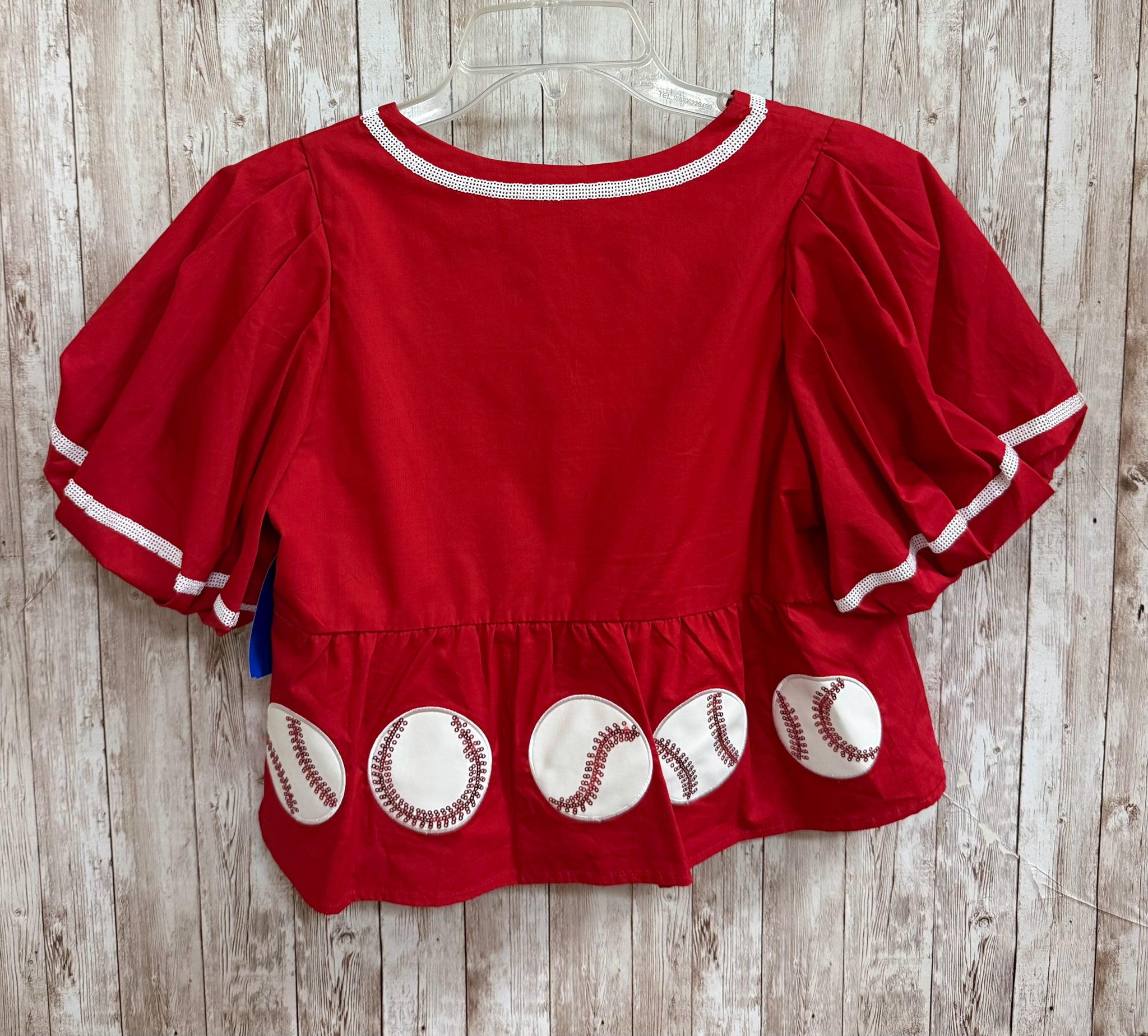 Size XS QUEEN OF SPARKLES Red Top