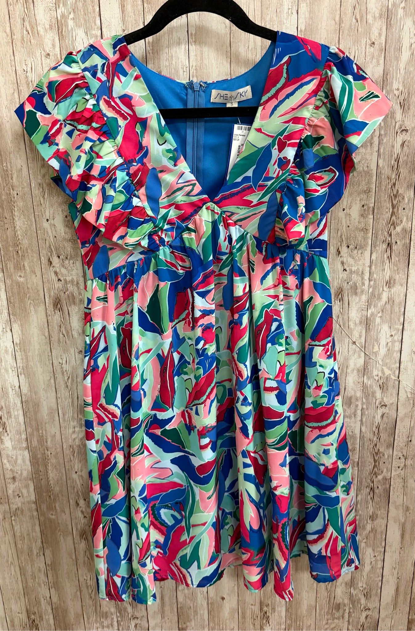 Size S SHE+SKY BLUE AND GREEN Dress