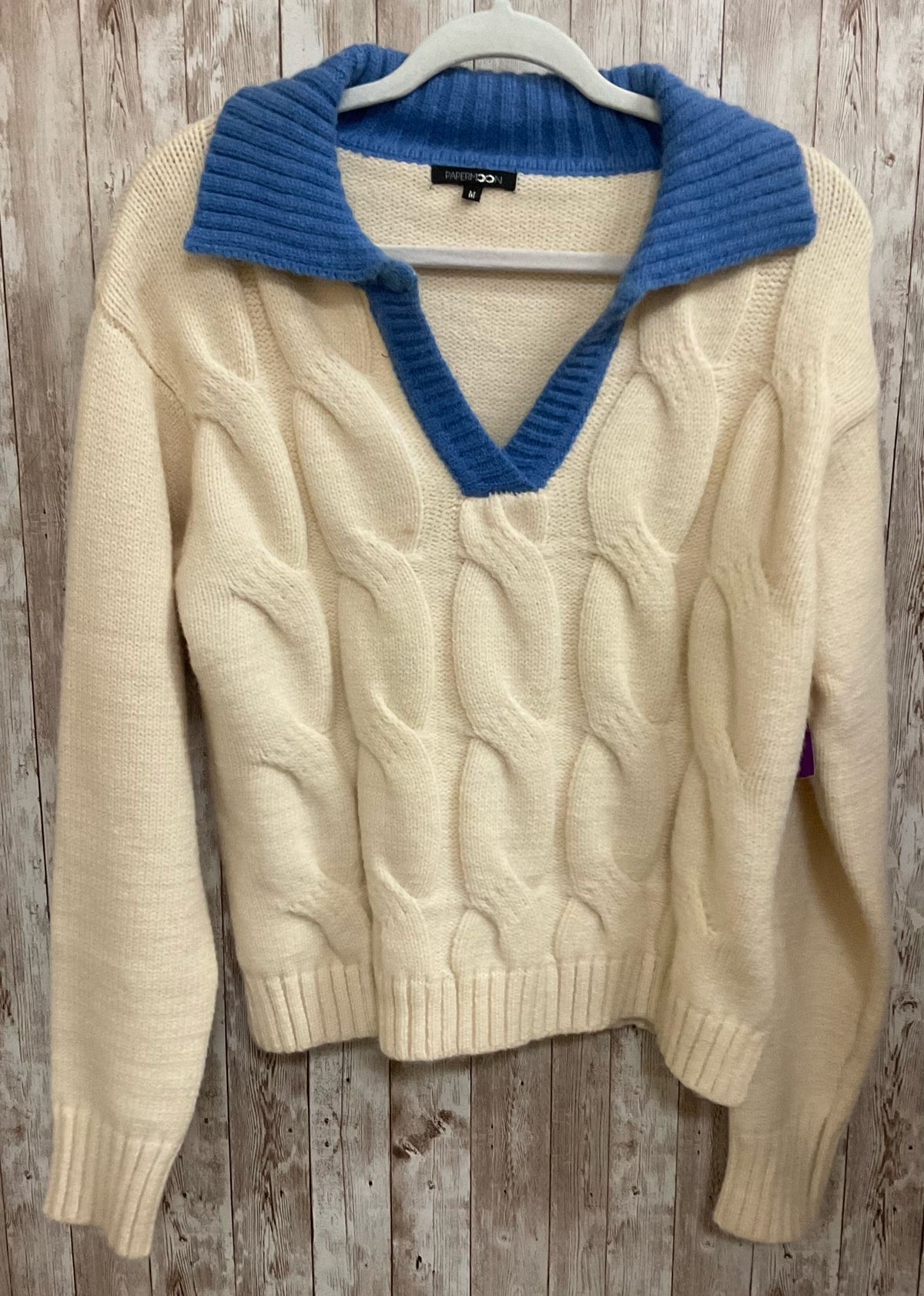 Size M PAPERMOON CREAM AND BLUE Sweater