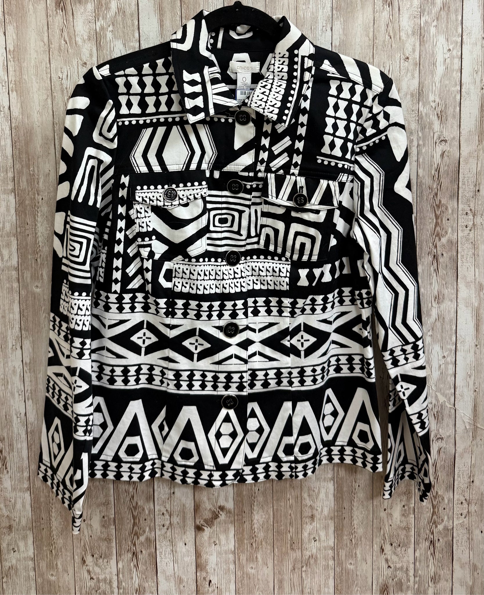 Size S CHICO'S BLACK AND WHITE Jacket