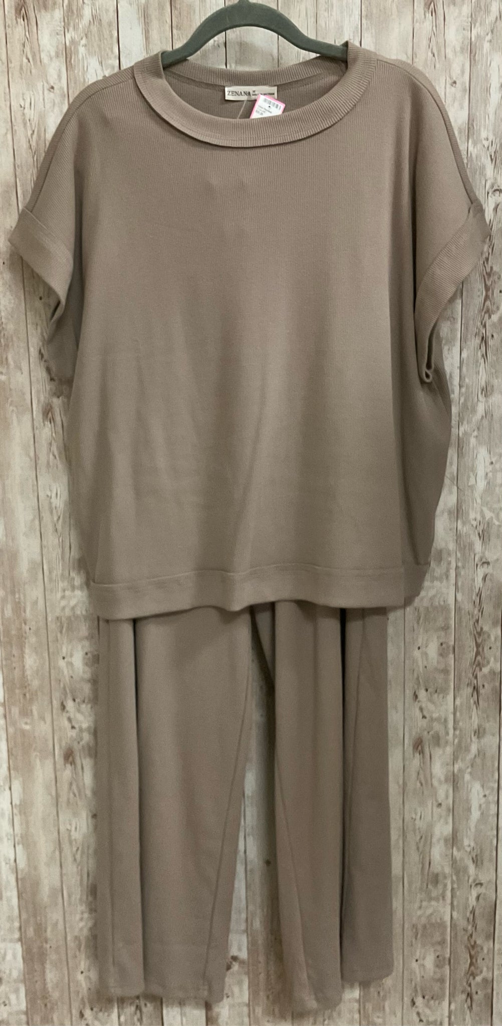 Size M ZENANA Brown 2 PC PANT SET