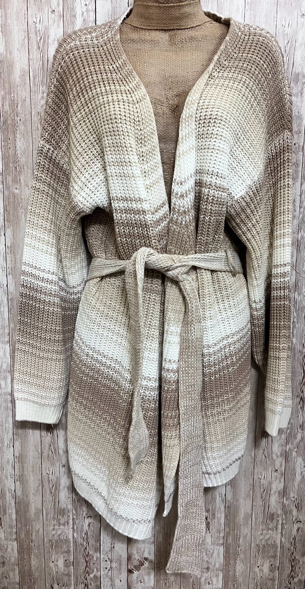 Size 16 IN THE STYLE TAN AND WHITE Cardigan