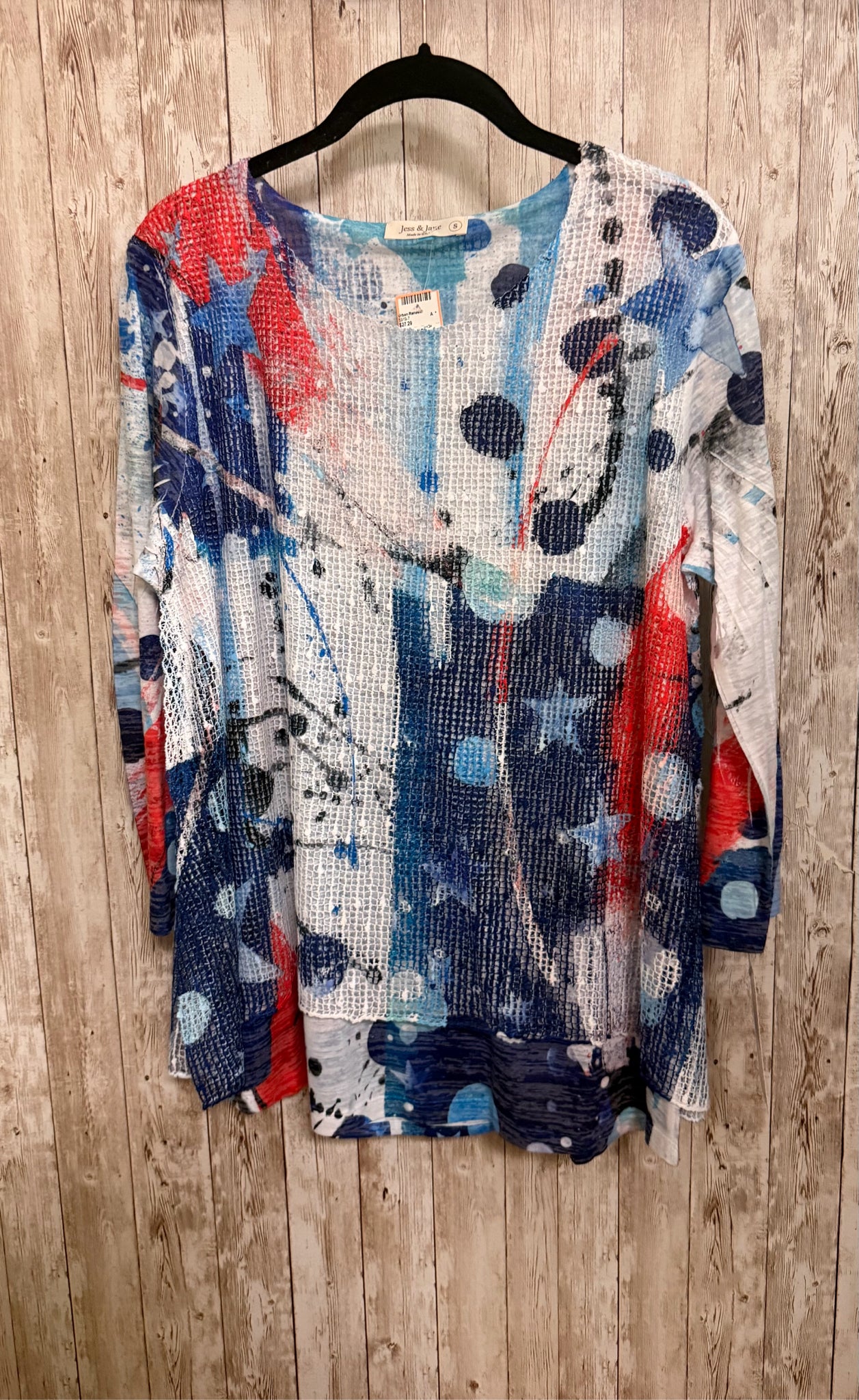Size S JESS & JANE WHITE AND BLUE Top