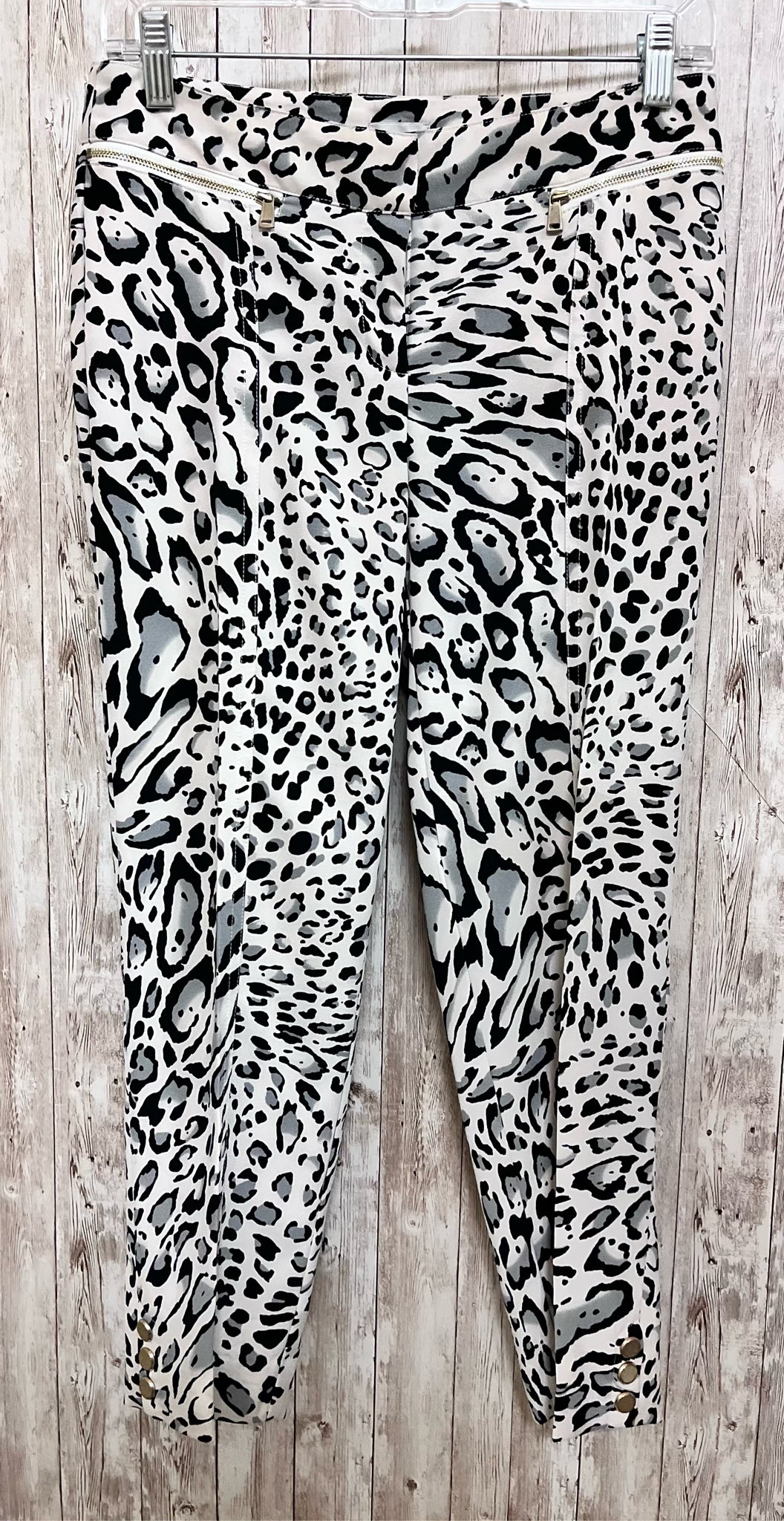 Size 4 CACHE CREAM AND BLACK PRINT Pants