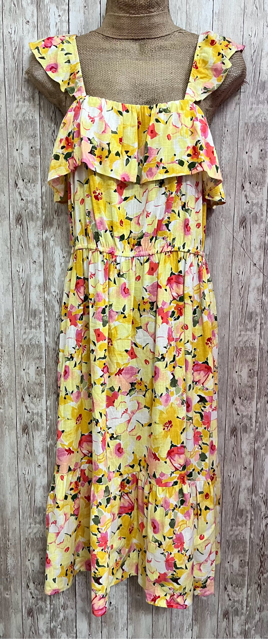 LAUREN CONRAD Size M YELLOW AND PINK FLORAL Dress
