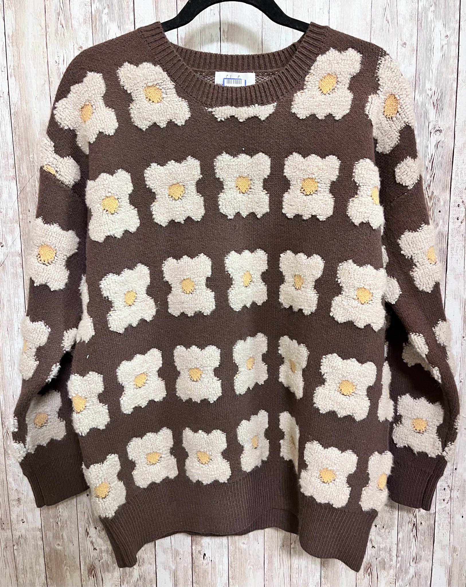 Size M SADIE & SAGE BROWN FLORAL Sweater