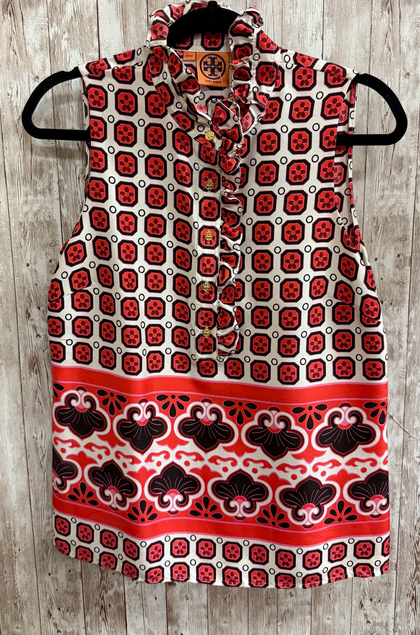 Size 8 TORY BURCH CORAL MULTI Top