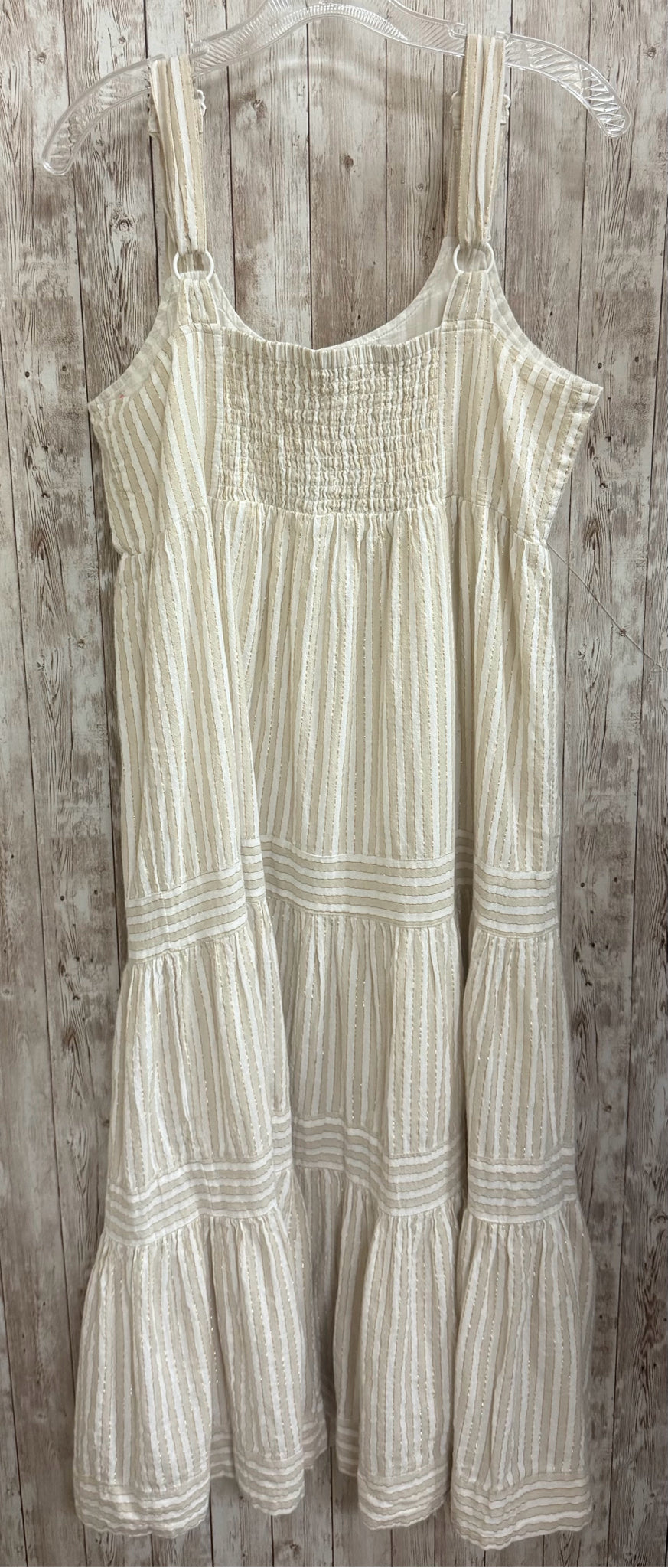 Size L LINDA ANDERSON WHITE AND TAN Dress