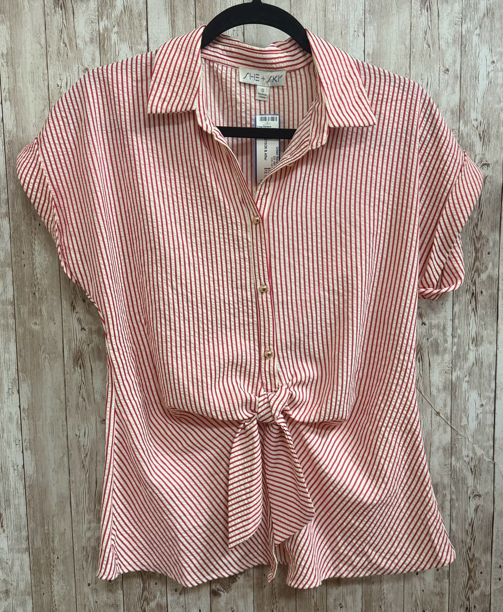 Size S SHE+SKY RED AND WHITE STRIPE Top
