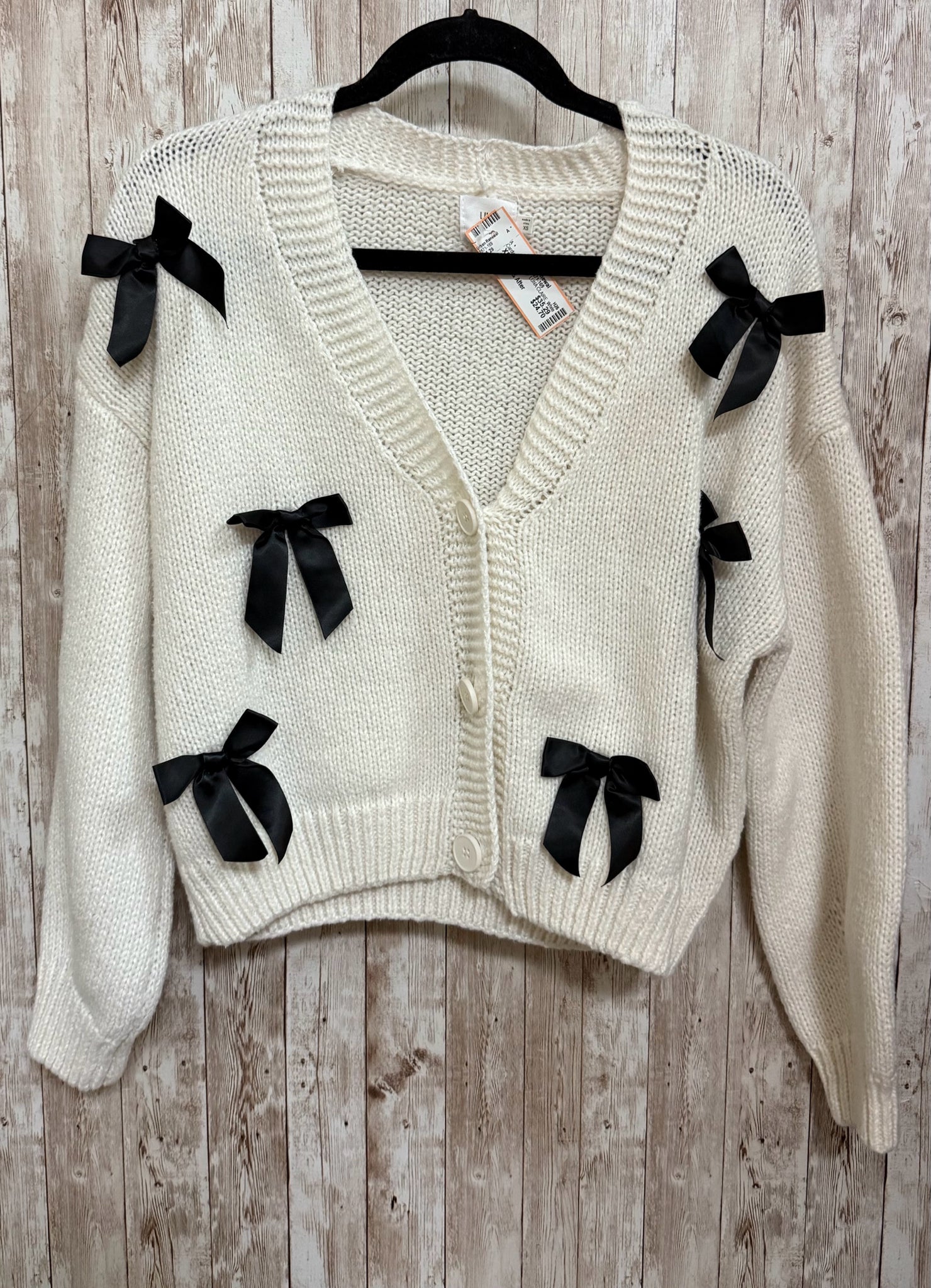 Size XS LUNA CLAIRE White and Black Cardigan