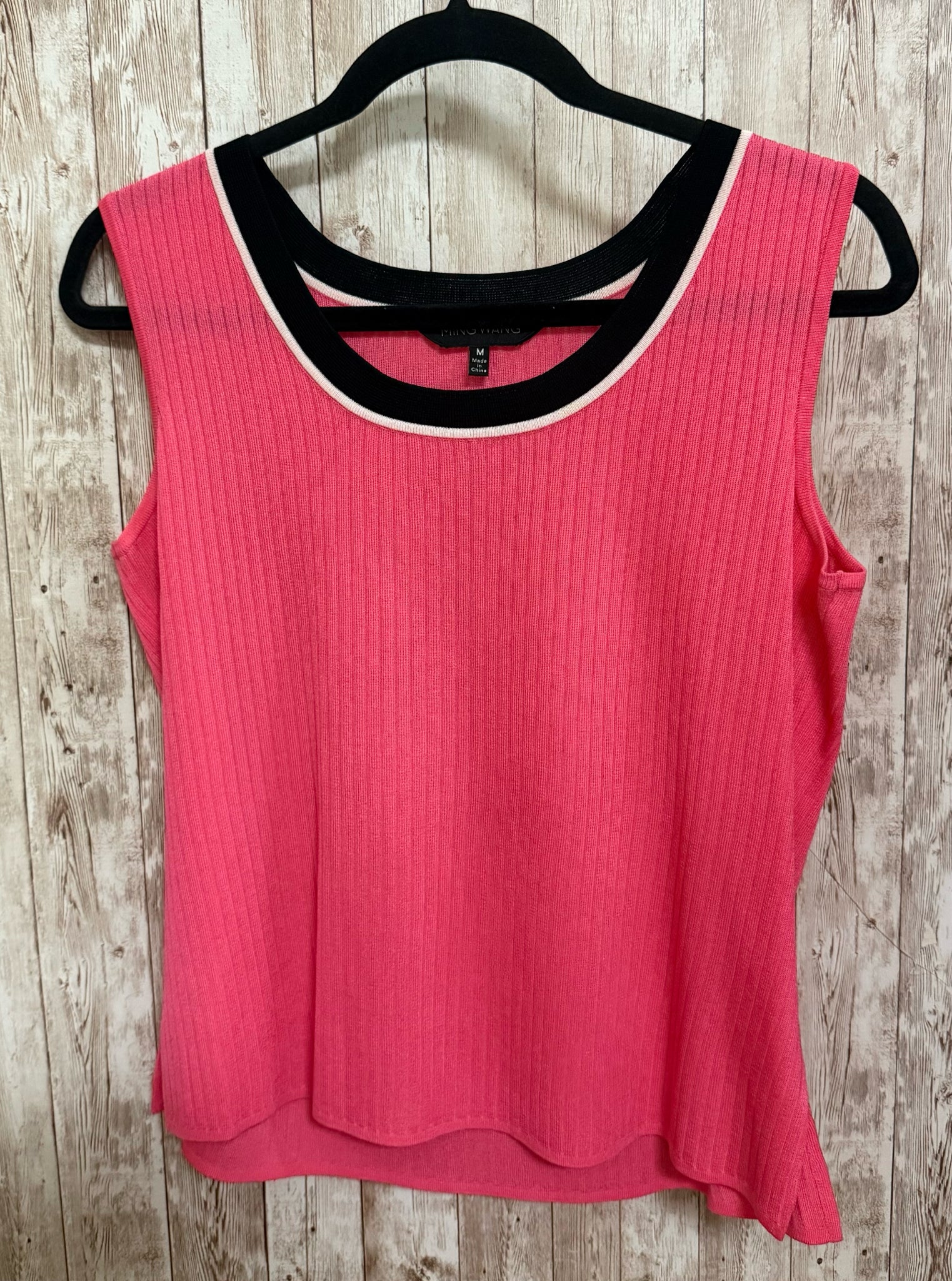 Size L MING WANG PINK AND BLACK 2 PC Top