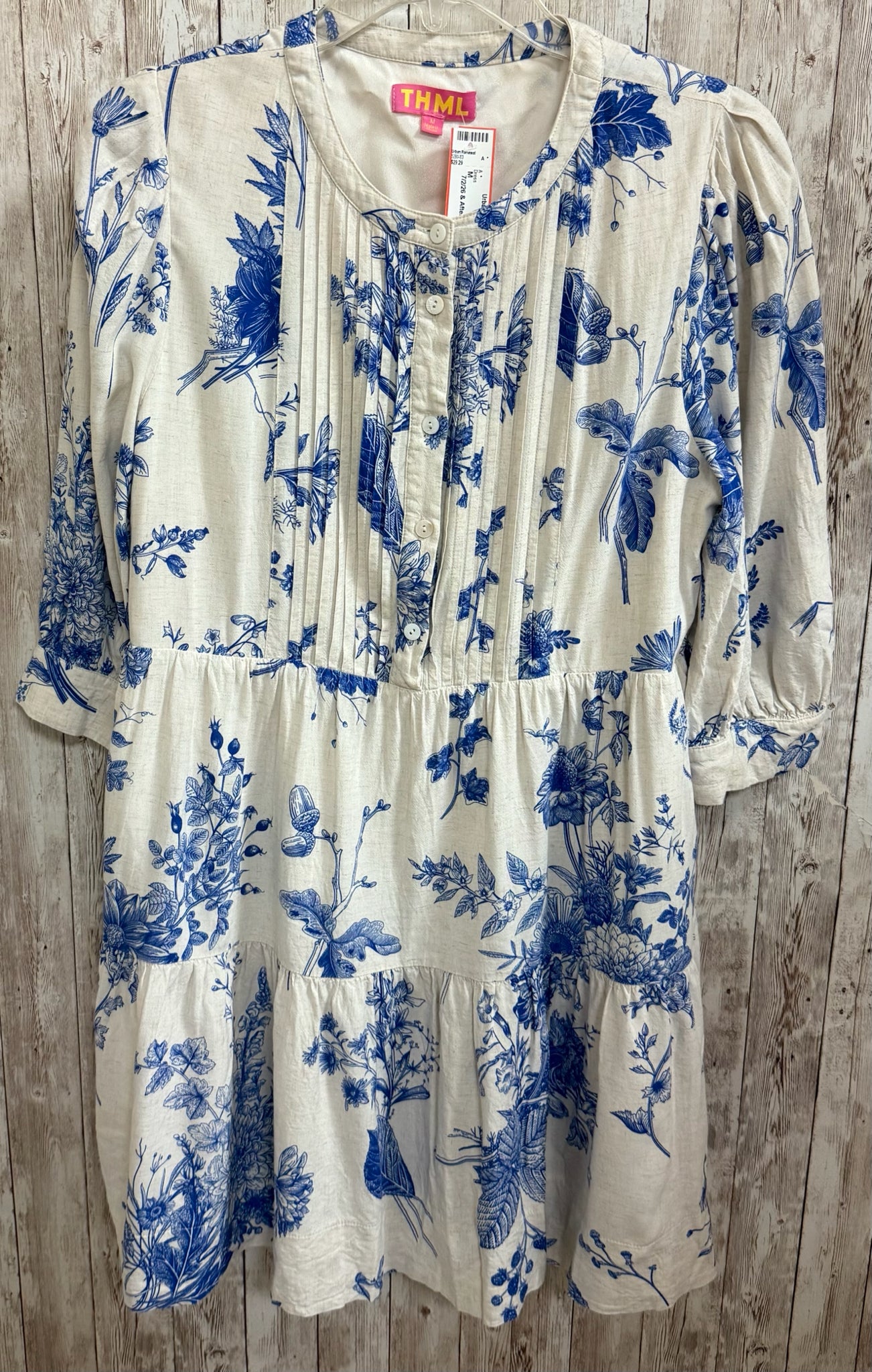 Size M THML BEIGE AND BLUE FLORAL Dress