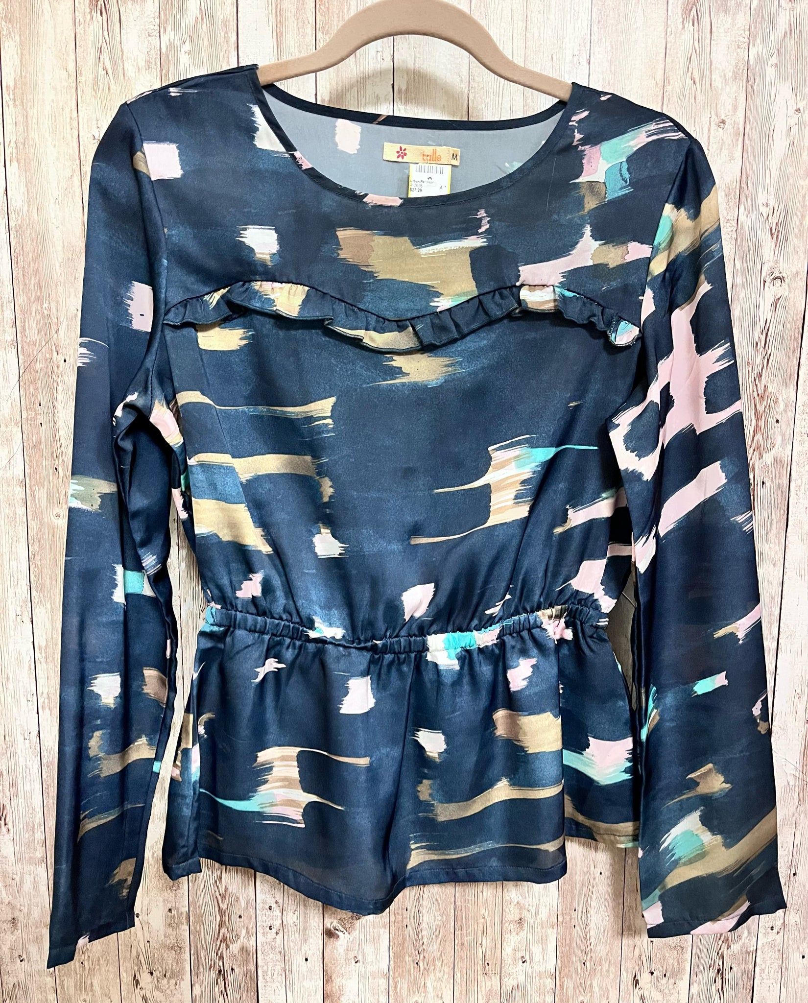 Size M TULLE Teal Print Top
