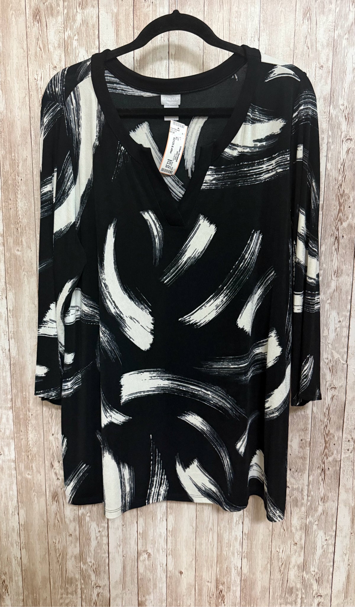 CHICO'S Black and Cream Women Size XL Tunic
