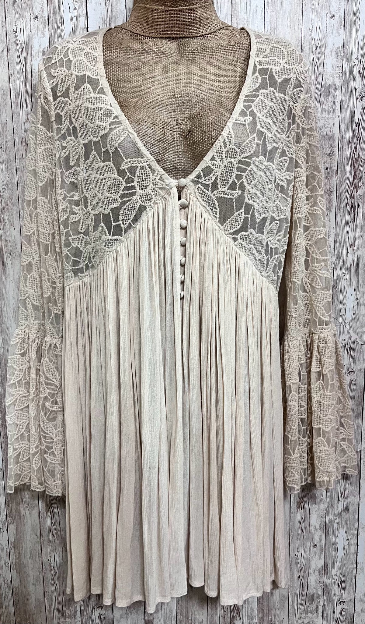 FREE PEOPLE Size L Cream Top