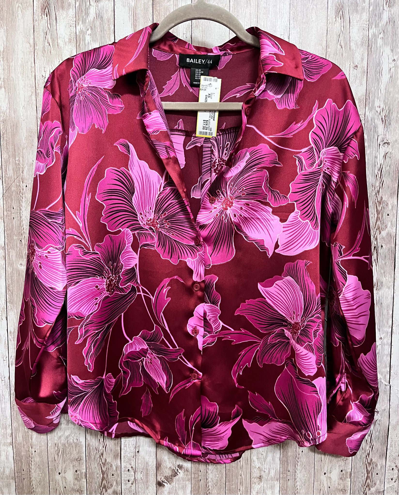 BAILEY44 Size XS BURGUNDY AND PINK Blouse