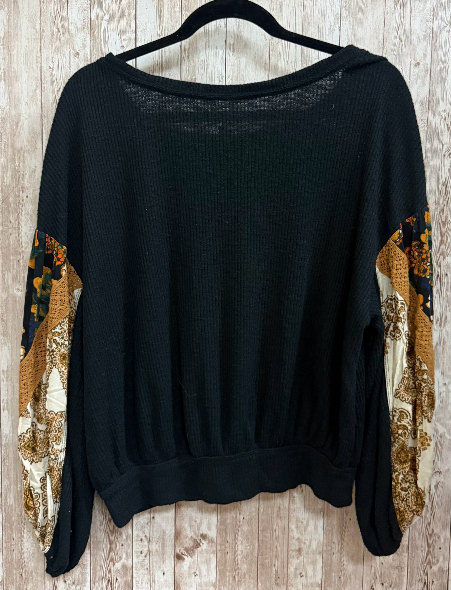 Size S FREE PEOPLE Black Print Top