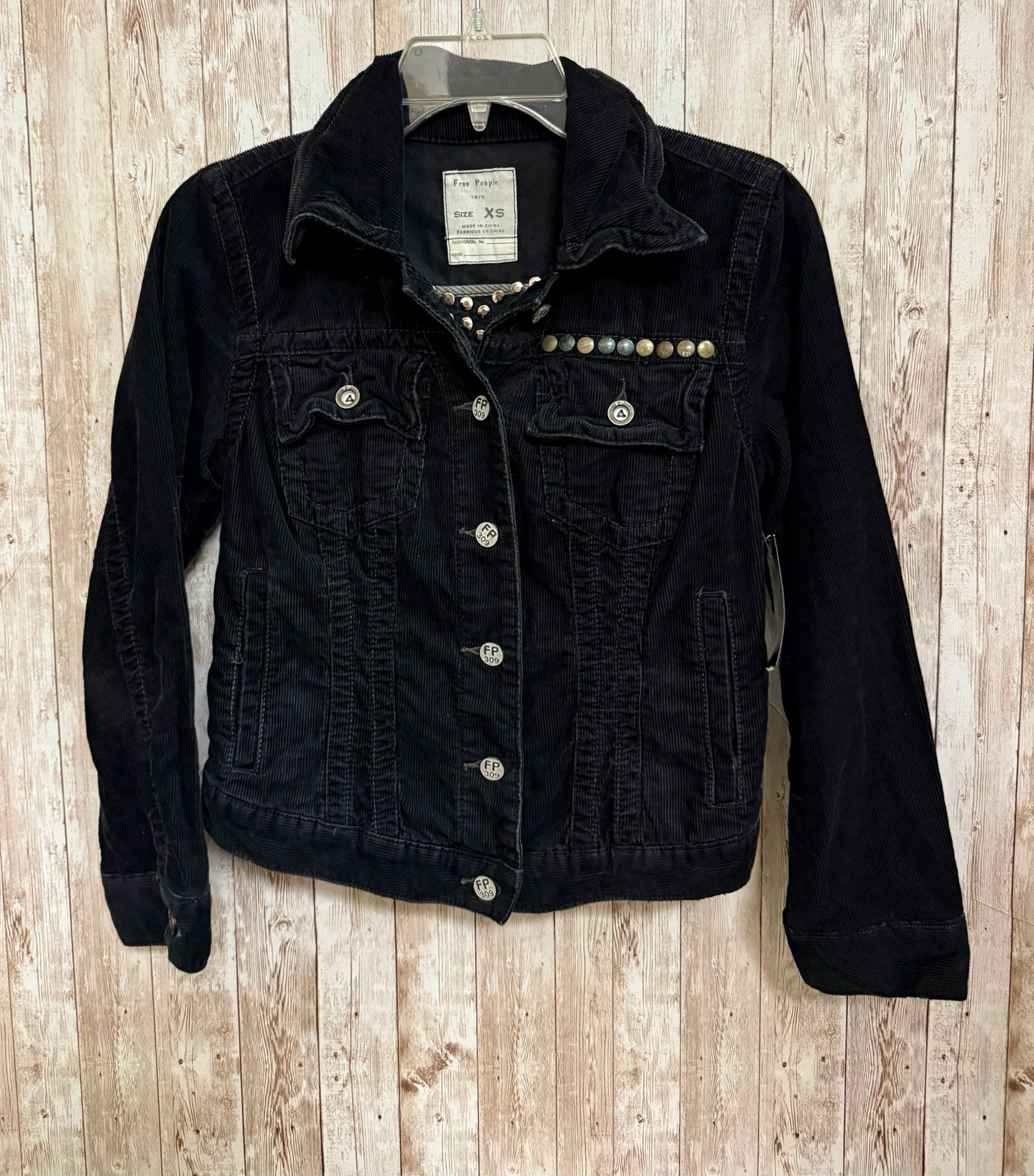 FREE PEOPLE Size XS Black Denim Jacket