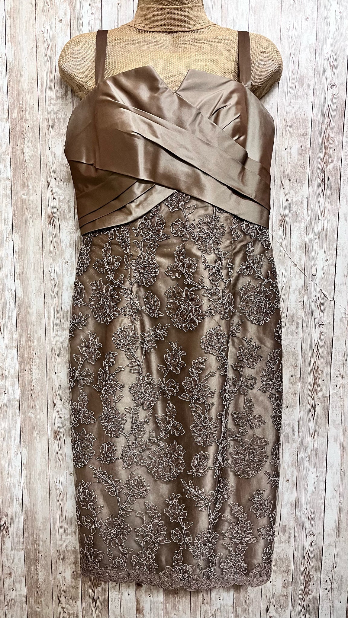 Size 12 MON CHERI LIGHT BROWN Dress