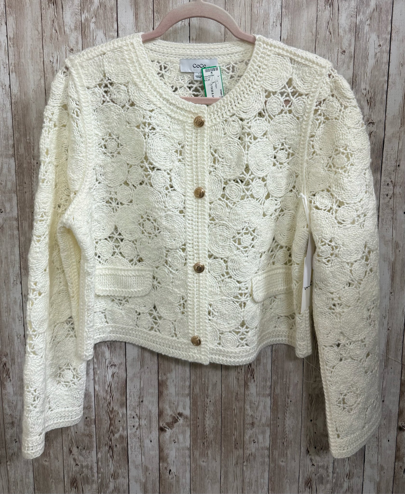 Size L CECE Beige Cardigan