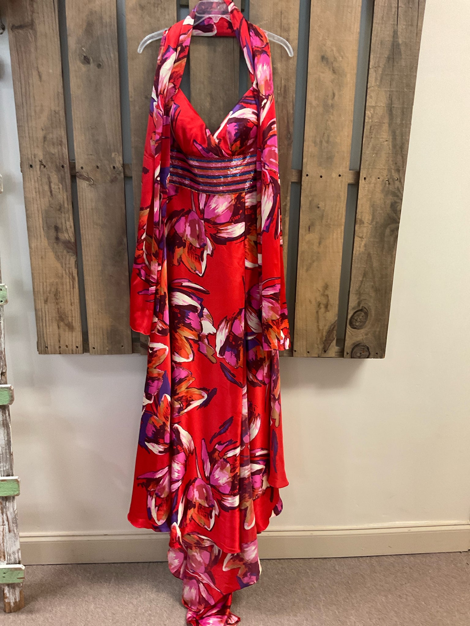Size 12 JOVANI Red Print Dress