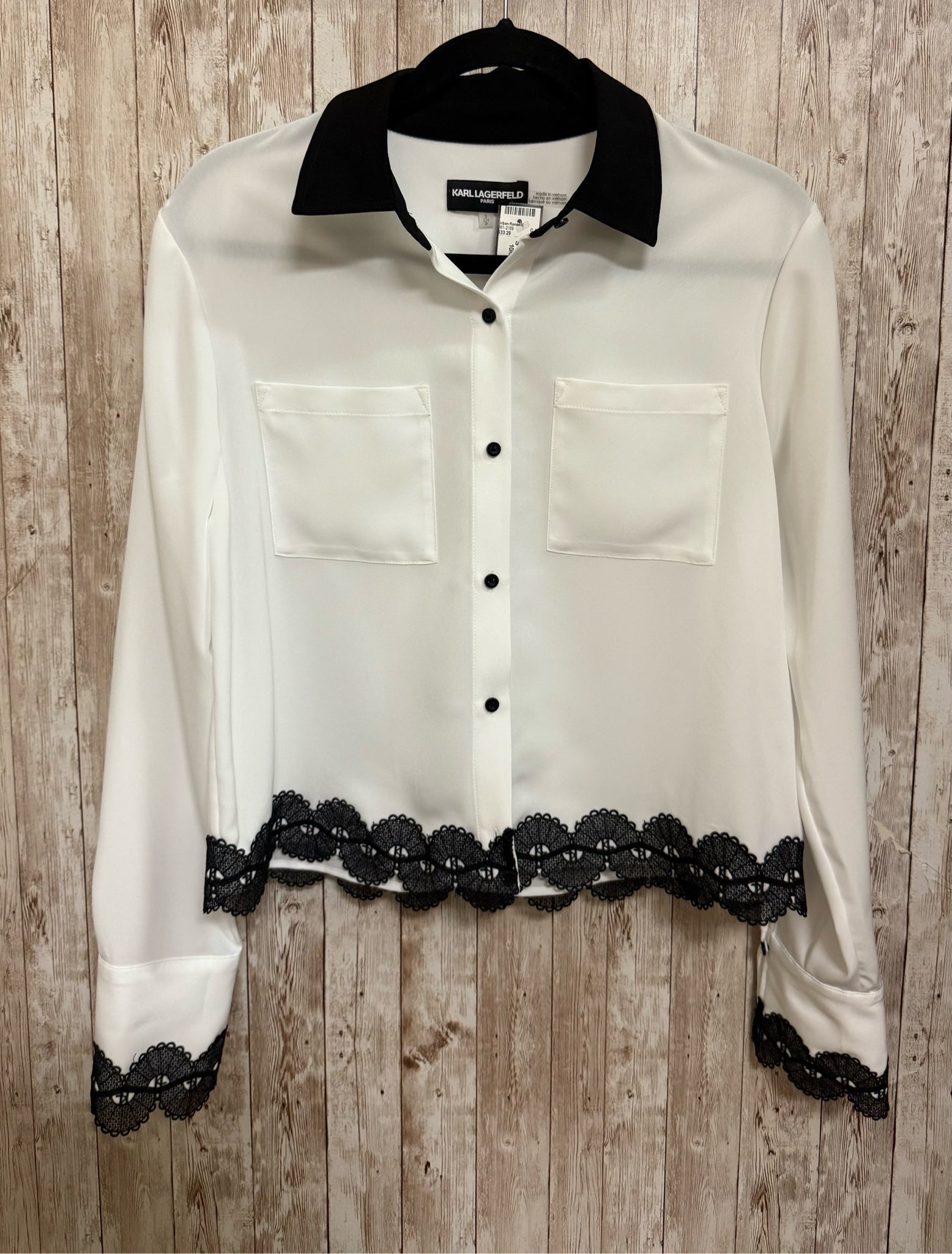 KARL LAGERFELD Size S White and Black Top