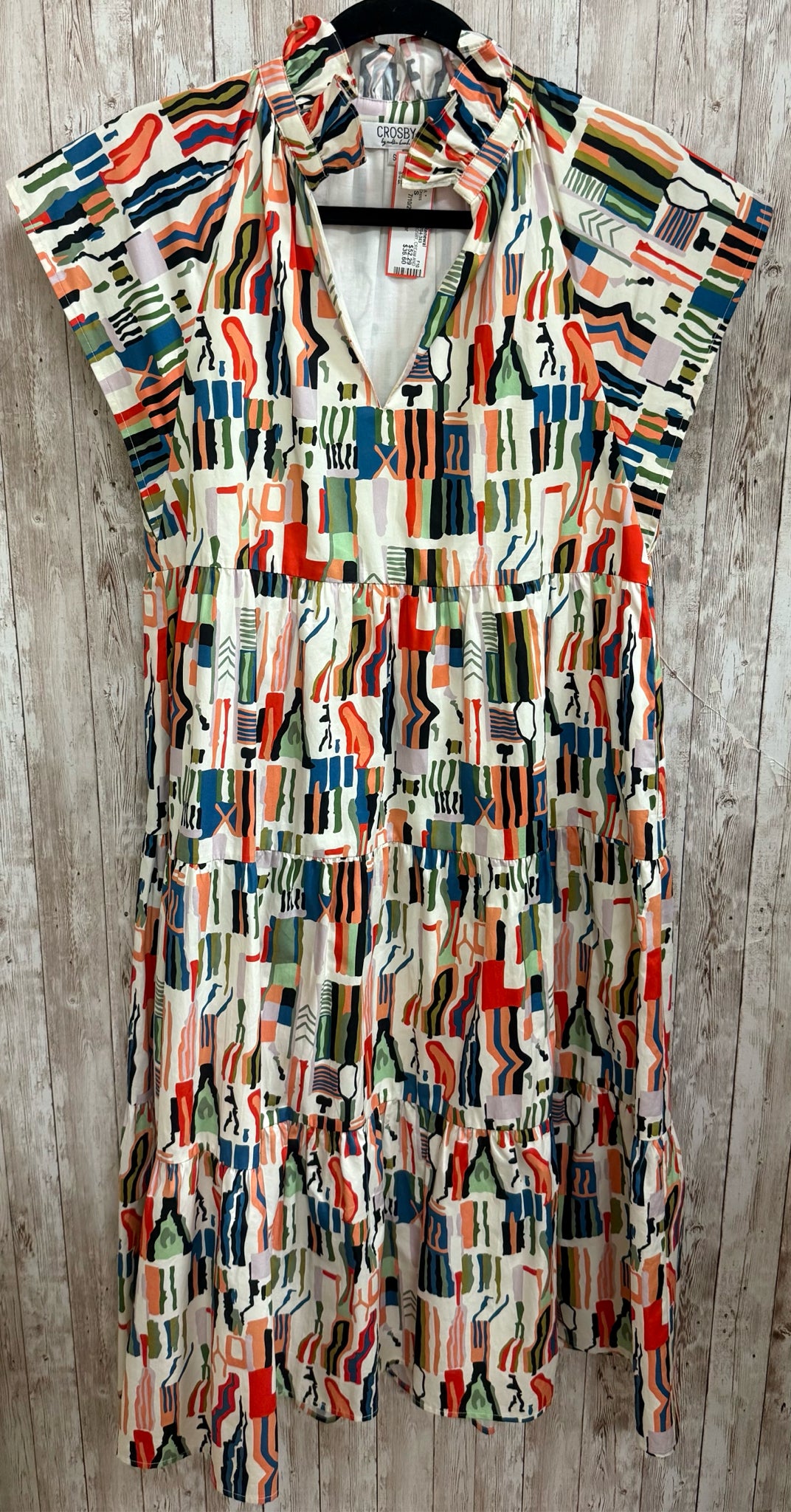 Size S CROSBY CREAM AND RED PRINT Dress