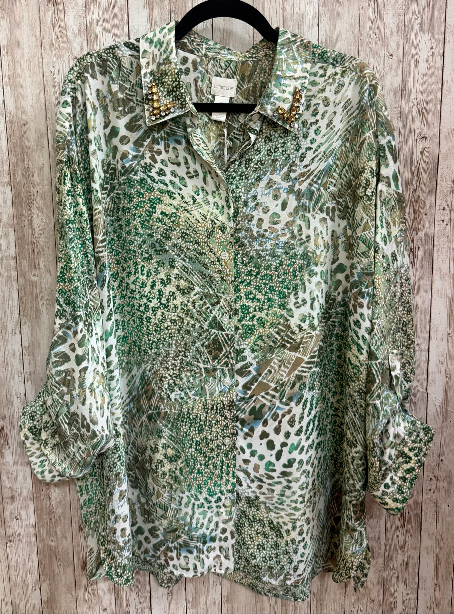 Size XL CHICO'S Green Print Top