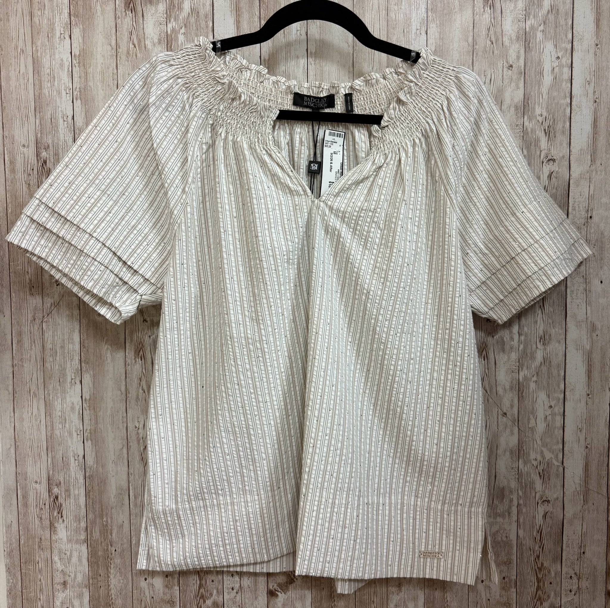 Size M BADGLEY MISCHKA CREAM STRIPE Top