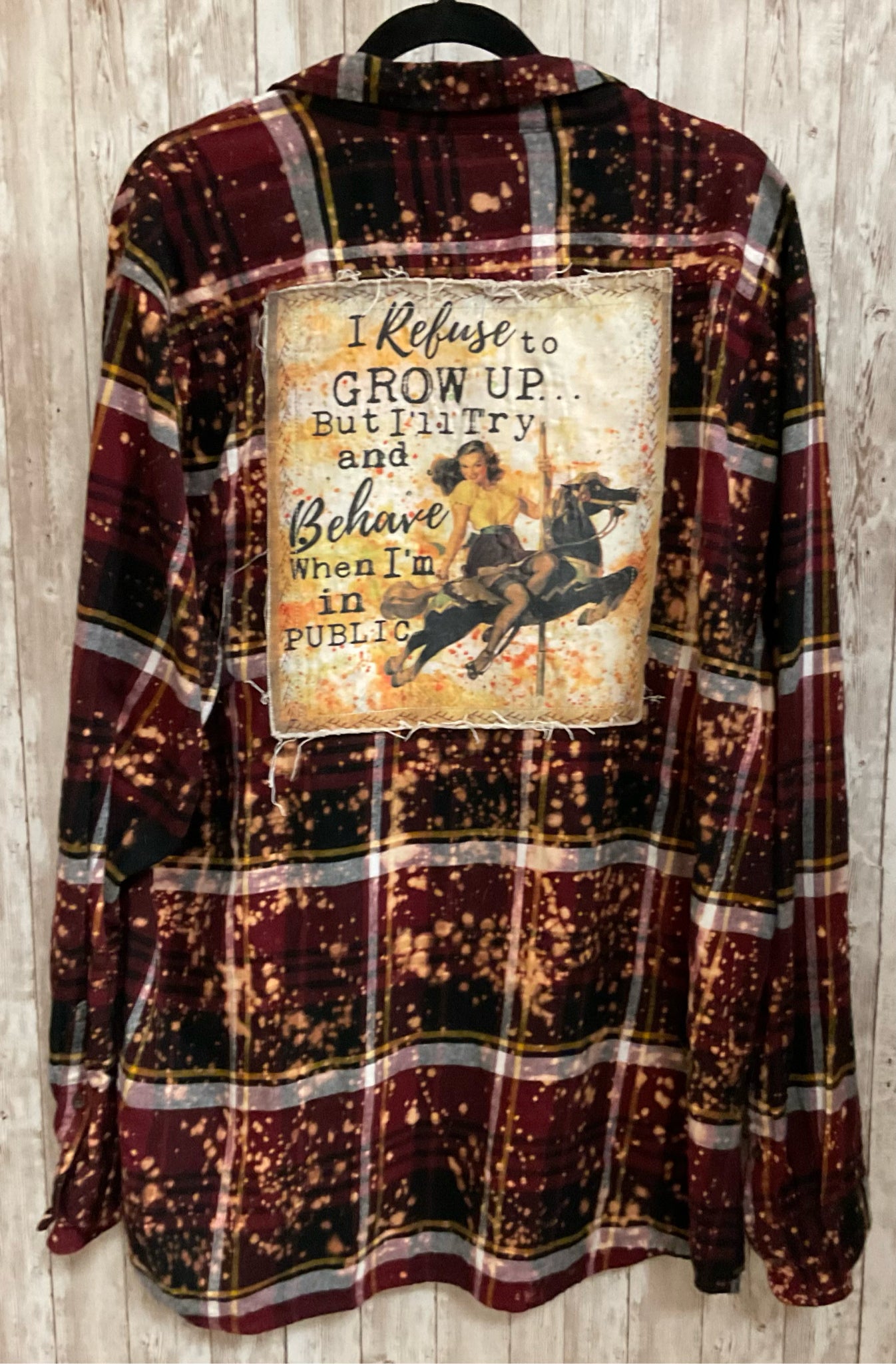 Size XXL ANGRY MINNOW BURGUNDY PRINT Top