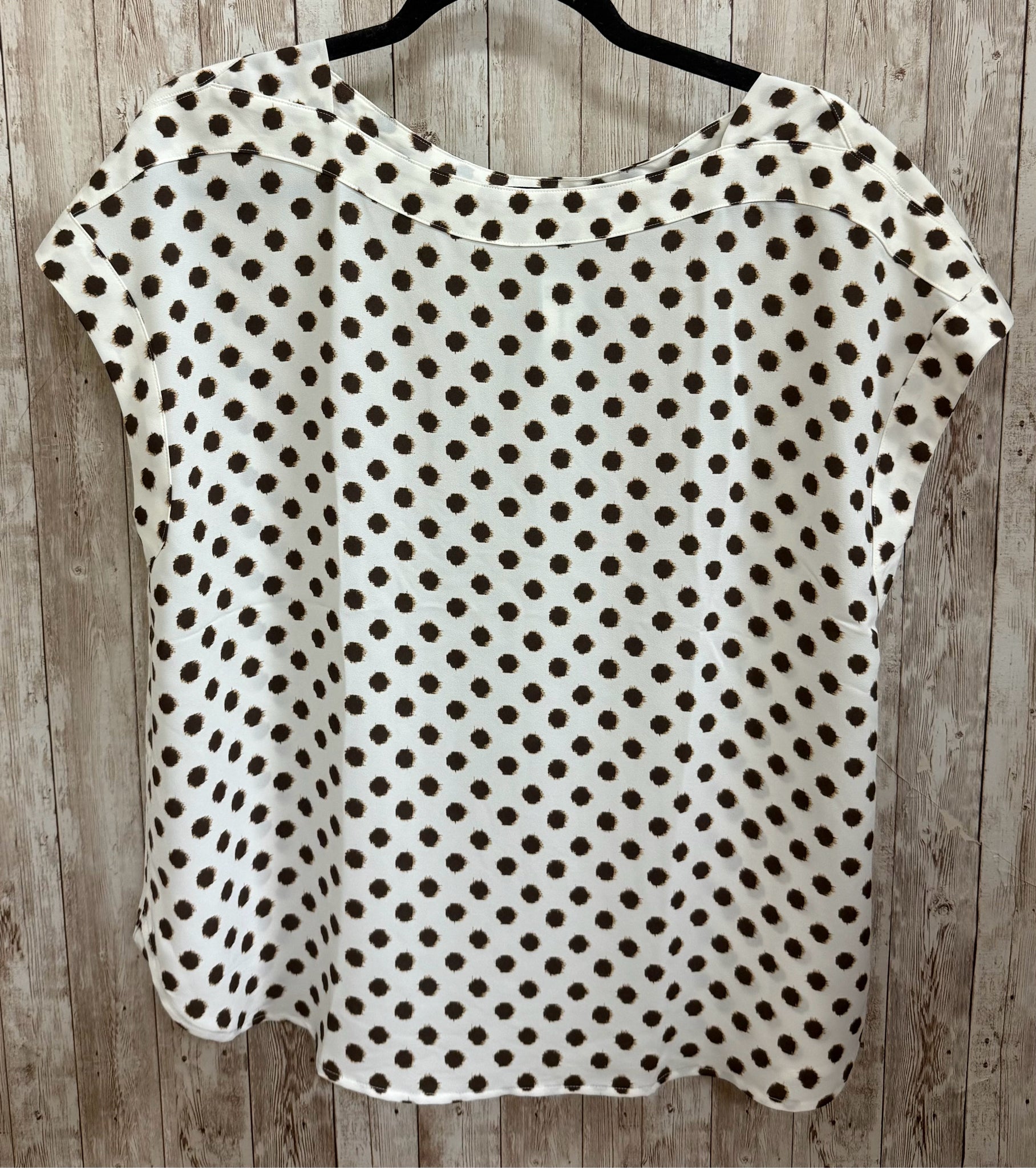 Size L ANN TAYLOR WHITE AND BROWN ANIMAL PRINT Top