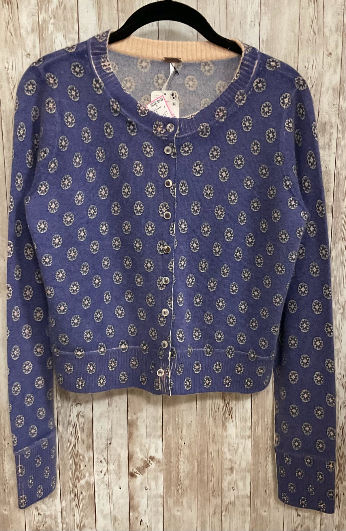 Size S FREE PEOPLE Purple Print Cardigan