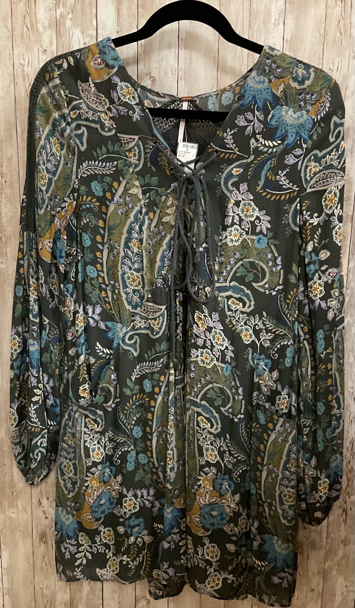 Size M FREE PEOPLE Olive Print Top