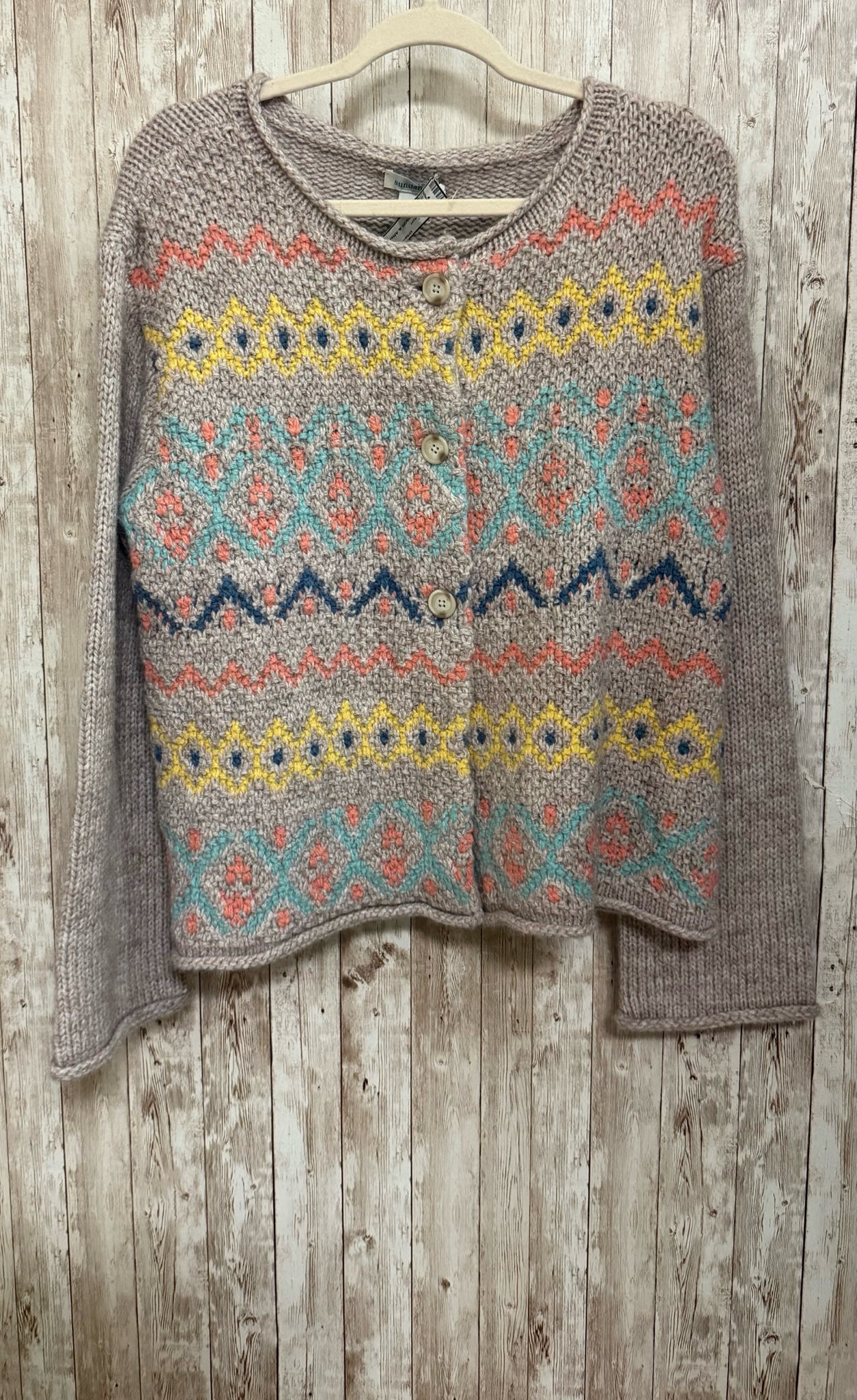 SUNDANCE Size L TAN PRINT Cardigan