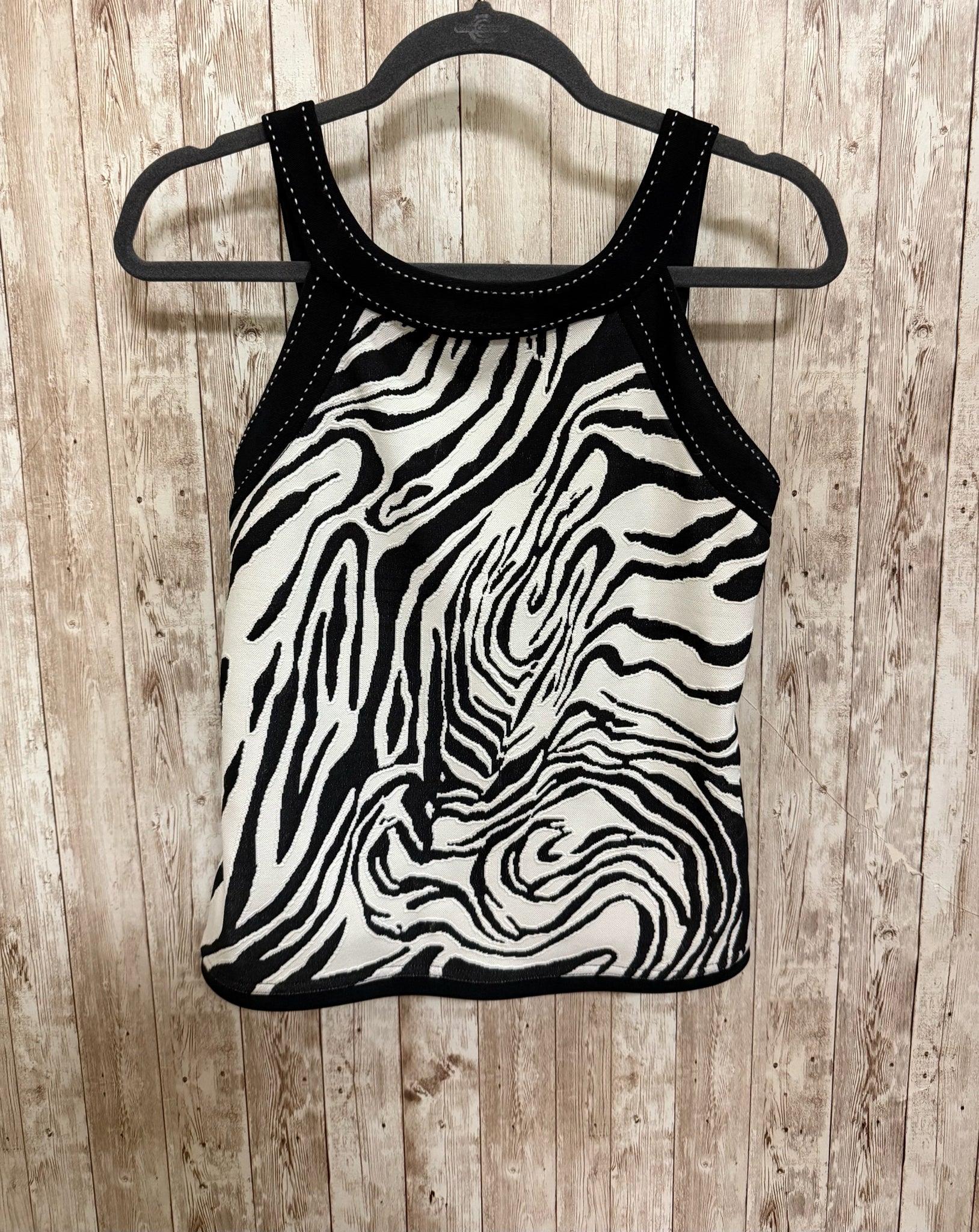 JOSEPH RIBKOFF Size 4 BLACK AND WHITE ANIMAL Top