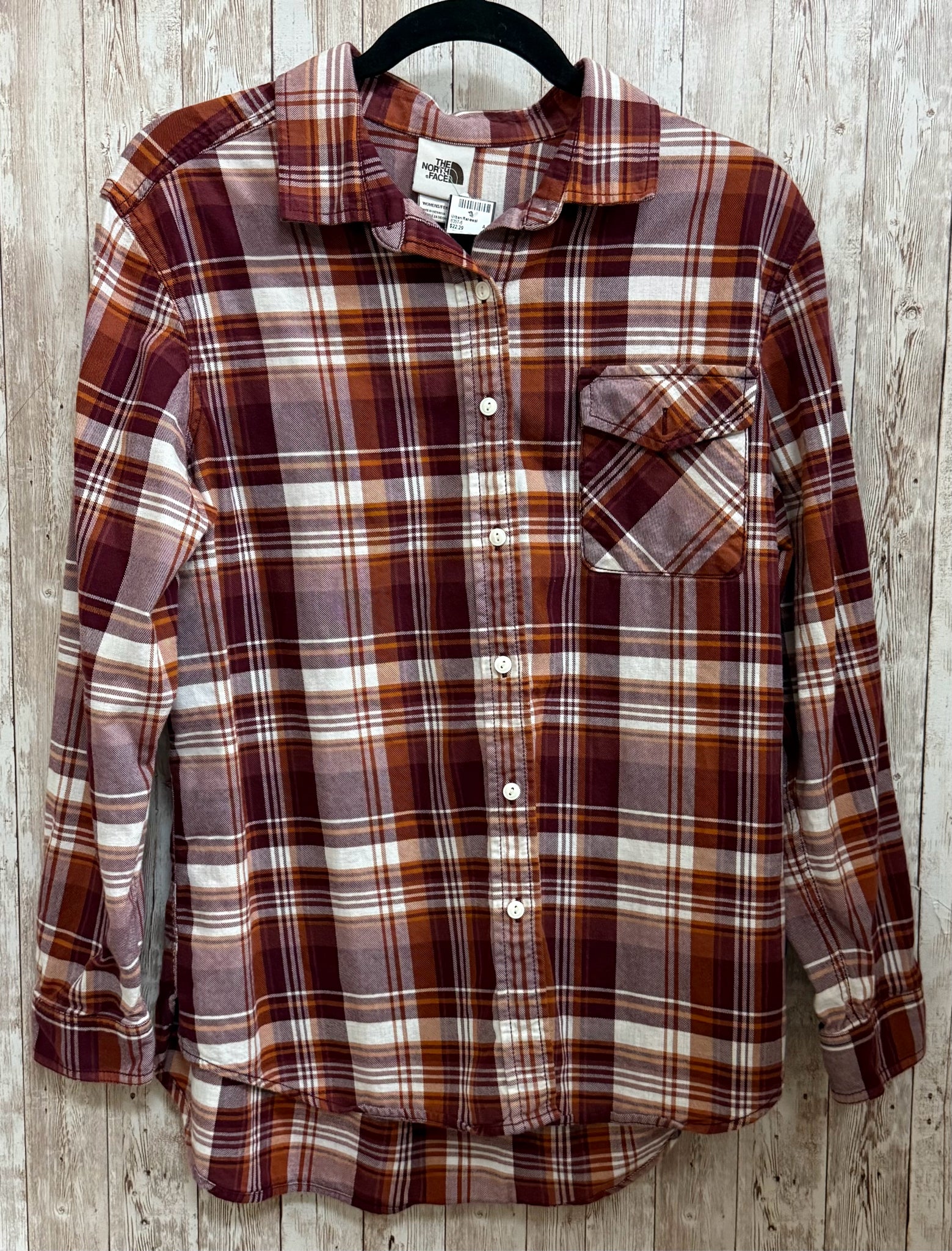 Size M THE NORTH FACE BURGUNDY PLAID Top