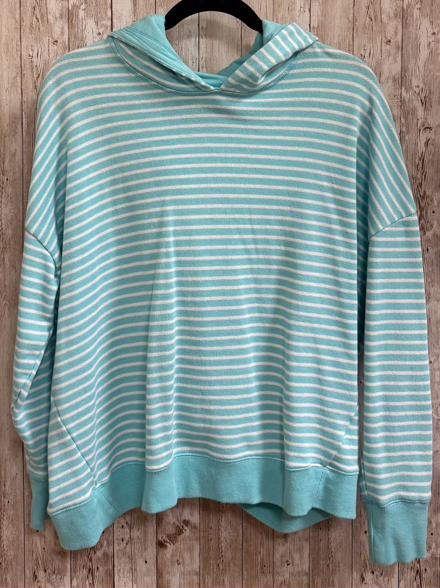 Size M TOMMY HILFIGER TURQUOISE AND WHITE STRIPE Hoodie