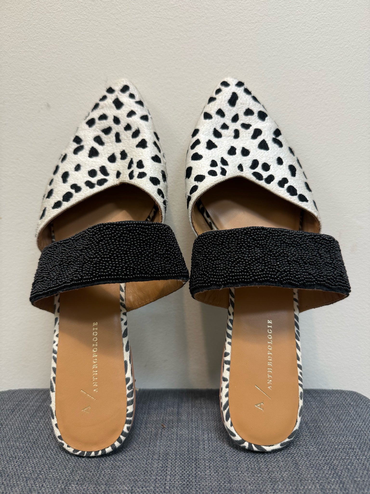 10 ANTHROPOLOGIE BEIGE AND BLACK SHOES